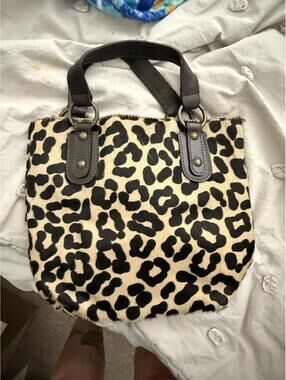 Maurizio Taiuti Genuine Leather Leopard Print Tote Bag